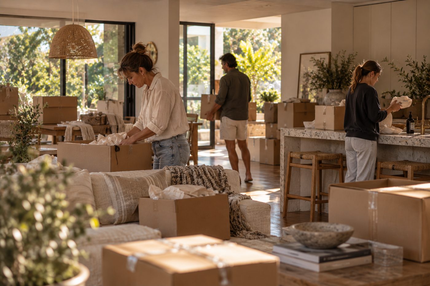 Illustration: unpacking on move in day.
